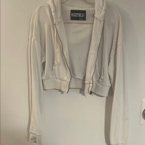 Katie J White Cropped Hoodie